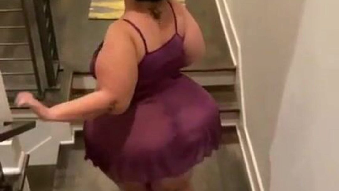 Mature SSBBW Booty Tease Big butt mama ambling around in her night gown flashing off her chunky arse